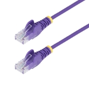 Afbeeldingen van StarTech.com 2,5m Dunne CAT6 Ethernet Kabel, Paars, Snagless, 100W PoE, UTP, LSZH, 28AWG Pure Koperdraad, Slim RJ45 Netwerk Patchkabel met Trekontlasting, Fluke Getest