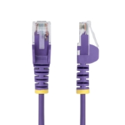 Afbeeldingen van StarTech.com 2,5m Dunne CAT6 Ethernet Kabel, Paars, Snagless, 100W PoE, UTP, LSZH, 28AWG Pure Koperdraad, Slim RJ45 Netwerk Patchkabel met Trekontlasting, Fluke Getest