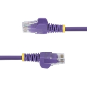 Afbeeldingen van StarTech.com 2,5m Dunne CAT6 Ethernet Kabel, Paars, Snagless, 100W PoE, UTP, LSZH, 28AWG Pure Koperdraad, Slim RJ45 Netwerk Patchkabel met Trekontlasting, Fluke Getest