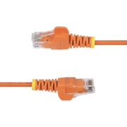 Picture of StarTech.com 1m Orange Slim CAT6 Ethernet Cable, Snagless, 100W PoE, UTP, LSZH, 28AWG Pure Bare Copper Wire, Slim RJ45 Network Patch Cord w/Strain Reliefs, Fluke Tested