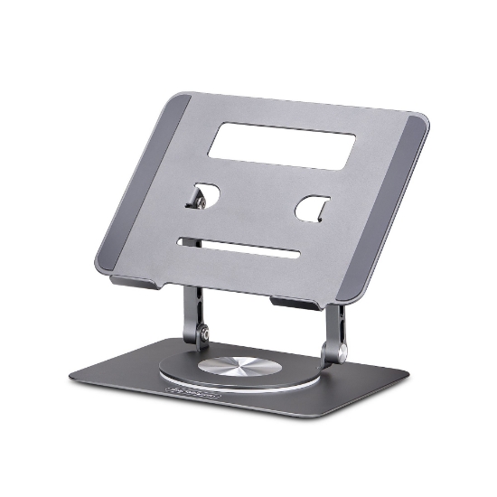 Afbeeldingen van StarTech.com Draaibare Laptopstandaard, 360 Roterende Laptophouder voor Computer, Verhoogd plateau met Verstelbare Kanteling, Max 5kg, Aluminium