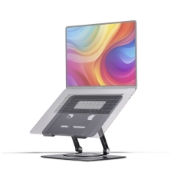 Afbeeldingen van StarTech.com Draaibare Laptopstandaard, 360 Roterende Laptophouder voor Computer, Verhoogd plateau met Verstelbare Kanteling, Max 5kg, Aluminium