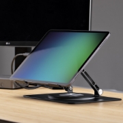 Afbeeldingen van StarTech.com Draaibare Laptopstandaard, 360 Roterende Laptophouder voor Computer, Verhoogd plateau met Verstelbare Kanteling, Max 5kg, Aluminium