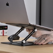 Afbeeldingen van StarTech.com Draaibare Laptopstandaard, 360 Roterende Laptophouder voor Computer, Verhoogd plateau met Verstelbare Kanteling, Max 5kg, Aluminium