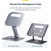 Afbeeldingen van StarTech.com Draaibare Laptopstandaard, 360 Roterende Laptophouder voor Computer, Verhoogd plateau met Verstelbare Kanteling, Max 5kg, Aluminium