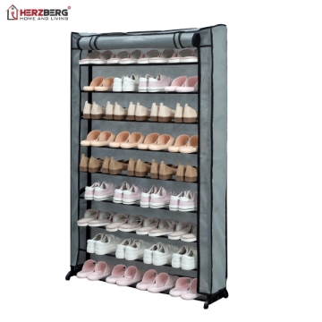 Show details for Herzberg HG-8077: 9-Tier Shoe Rack Organizer Gray Picture of Herzberg HG-8077: 9-Tier Shoe Rack Organizer Gray