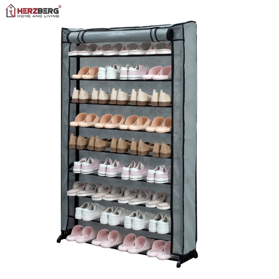 Picture of Herzberg HG-8077: 9-Tier Shoe Rack Organizer Gray