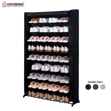 Show details for Herzberg HG-8077: 9-Tier Shoe Rack Organizer Gray Picture of Herzberg HG-8077: 9-Tier Shoe Rack Organizer Gray