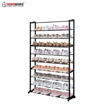 Show details for Herzberg HG-8077: 9-Tier Shoe Rack Organizer Gray Picture of Herzberg HG-8077: 9-Tier Shoe Rack Organizer Gray