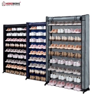Show details for Herzberg HG-8077: 9-Tier Shoe Rack Organizer Blue Picture of Herzberg HG-8077: 9-Tier Shoe Rack Organizer Blue