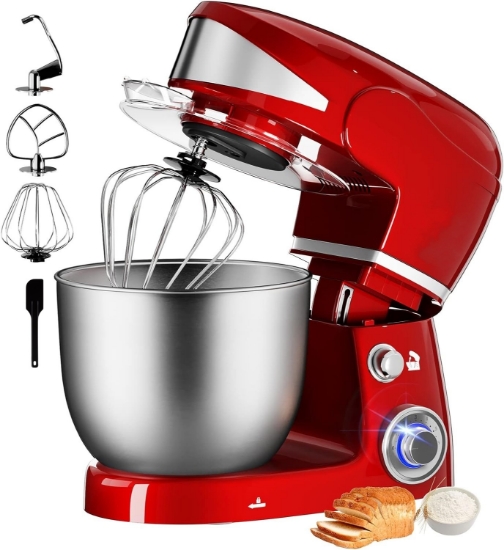Picture of Royalty Line RL-PKM1600: 1600W 6-Speed Stainless Steel Stand Mixer 6L - Red