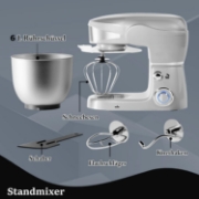 Picture of Royalty Line RL-PKM1600SIL: 1600W 6-Speed Stainless Steel Stand Mixer 6L - Silver