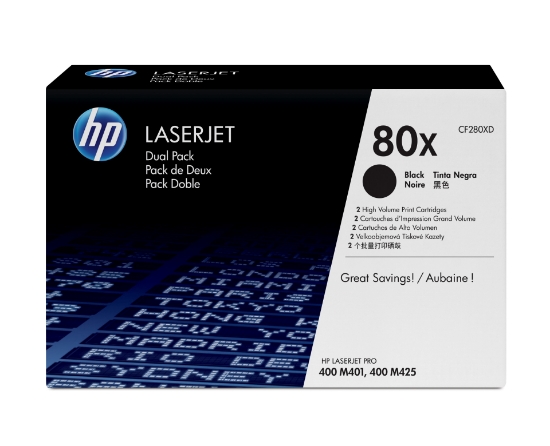 Picture of HP 80X 2-pack High Yield Black Original LaserJet Toner Cartridges