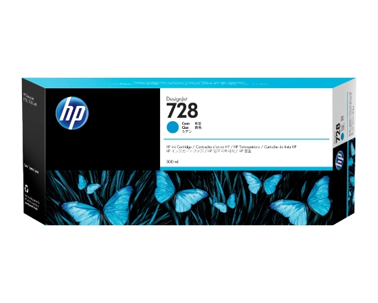 Afbeeldingen van HP 728 cyaan DesignJet inktcartridge, 300 ml