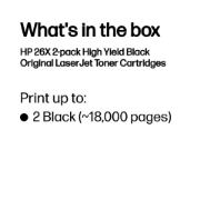 Image de HP 26X LaserJet, lot de 2 cartouches de toner grande capacité authentiques, noir