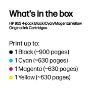 Image de HP 953 Pack de 4 cartouches d'encre Noir/Cyan/Magenta/Jaune authentiques