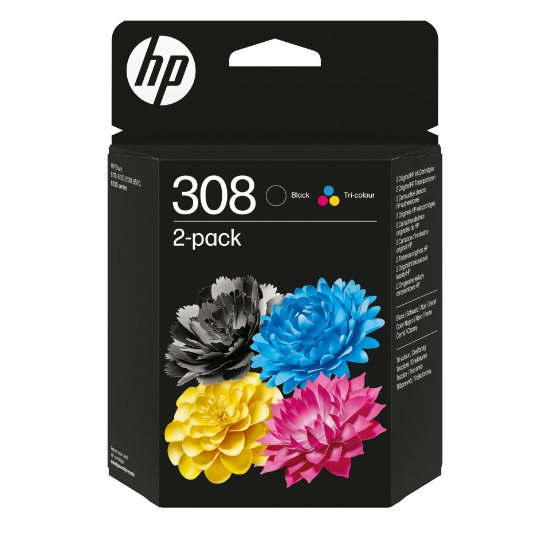 Image de HP 308 Pack de 2 cartouches d’encre authentiques Noir/Trois couleurs