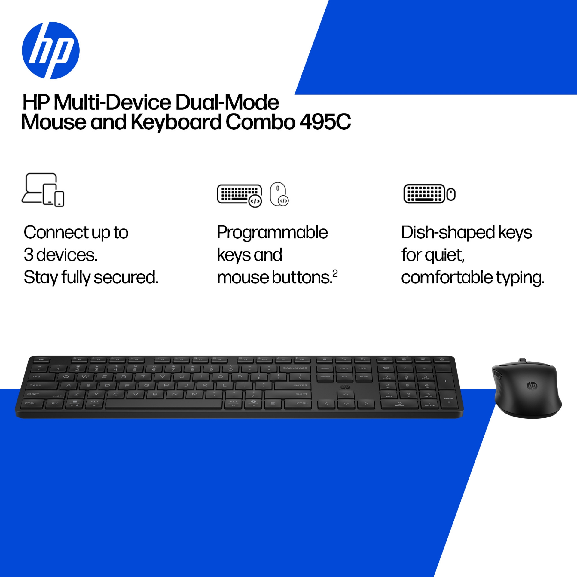 Computer Combo Hp HP Multi-Device Dual-Mode Mouse and Keyboard Combo 495C - Zondox