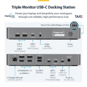 Afbeeldingen van StarTech.com Triple-Monitor USB-C Docking Station, 140W Charging Dock voor MacBook Pro en Windows, 4K 60Hz HDMI of DisplayPort, TAA