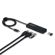 Picture of StarTech.com 4-Port USB-C Hub, 5Gbps, Bus Powered, USB-C to 4x USB-A Mini Hub, Extra Long 2ft/61cm Host Cable, PCR Plastic, Portable Desktop / Laptop USB Hub