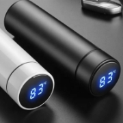 Image de HerzbergBouteille Thermo-vide en Acier Inoxydable Avec Affichage Intelligent de la Température- 500ml Noire