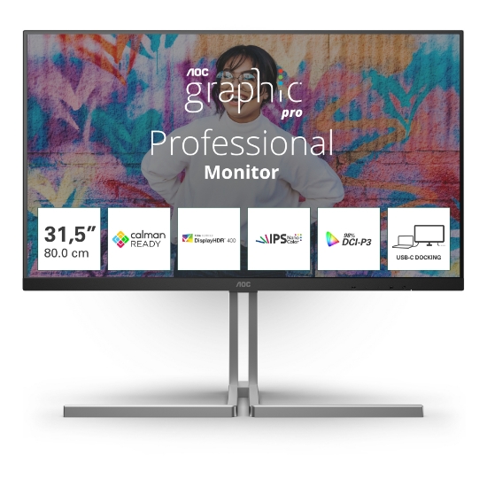 Picture of AOC U3 U32U3CV computer monitor 80 cm (31.5") 3840 x 2160 pixels 4K Ultra HD LCD Black