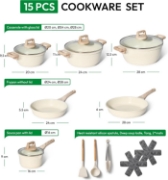 Picture of Just Perfecto JL-28: 15 Pieces Granite Cookware Set - Biege