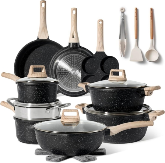 Picture of Just Perfecto JL-722: 21-Piece Granite Cookware Set - Black