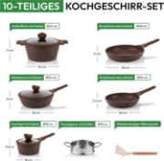 Image de Just Perfecto JL-26: Ensemble de 14 ustensiles de cuisine en granit - Marron