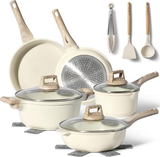 Picture of Just Perfecto JL-31: 13 Pieces Granite Cookware Set - Biege