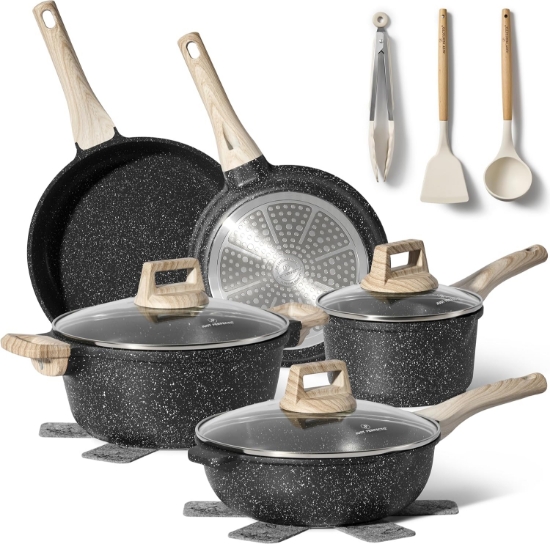 Picture of Just Perfecto JL-32: 13 Pieces Granite Cookware Set - Black