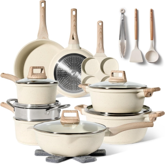 Picture of Just Perfecto JL-721: 21 Pieces Granite Cookware Set - Biege