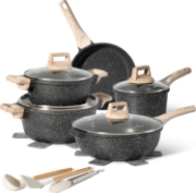 Image de Just Perfecto JL-778: Ensemble de 14 ustensiles de cuisine en granit - Noir