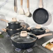 Image de Just Perfecto JL-778: Ensemble de 14 ustensiles de cuisine en granit - Noir