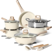 Picture of Just Perfecto JL-779: 15 Pieces Granite Cookware Set with Steamer - Biege