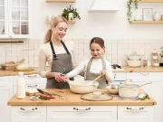 Picture of Just Perfecto JL-779: 15 Pieces Granite Cookware Set with Steamer - Biege