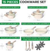 Picture of Just Perfecto JL-788: 15 Pieces Granite Cookware Set - Biege