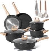 Image de Just Perfecto JL-789: Ensemble de 15 ustensiles de cuisine en granit - Noir