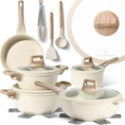 Picture of Just Perfecto JL-888: 14 Pieces Granite Cookware Set - Biege