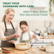 Picture of Just Perfecto JL-888: 14 Pieces Granite Cookware Set - Biege