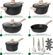 Picture of Just Perfecto JL-889: 14 Pieces Granite Cookware Set - Black
