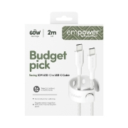 Afbeeldingen van PanzerGlass empower by ® Racing 60W USB-C to USB-C Cable | USB 2.0 | 2M | Silver White USB-kabel Wit