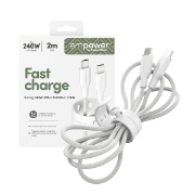 Picture of PanzerGlass empower by ® Racing 240W USB-C to USB-C Cable | USB 2.0 | 2M | Silver White