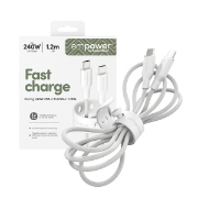 Picture of PanzerGlass empower by ® Racing 240W USB-C to USB-C Cable | USB 2.0 | 1.2M | Silver White