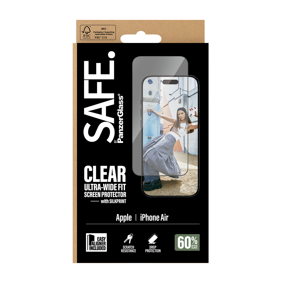 I Safe Protector PanzerGlass SAFE. by ® Screen Protector w. Black Frame iPhone Air ...