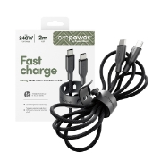 Image de PanzerGlass empower by ® Racing 240W USB-C to USB-C Cable | USB 2.0 | 2M | Space Black câble USB Noir