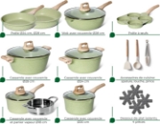 Image de Just Perfecto JL-723: Ensemble de 21 ustensiles de cuisine en granit - Vert