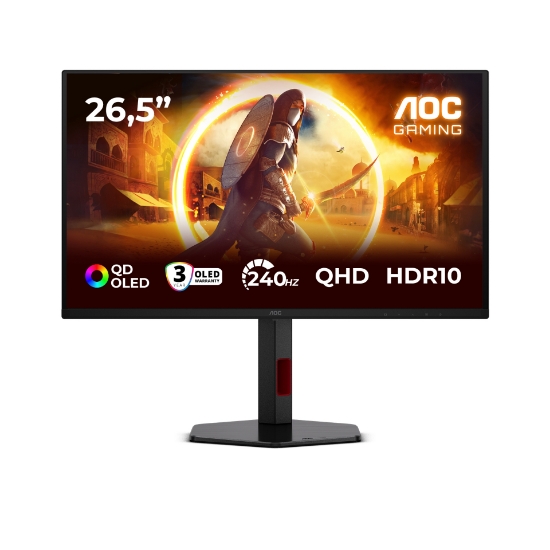 Picture of AOC G4 Q27G4ZDR computer monitor 67.3 cm (26.5") 2560 x 1440 pixels Quad HD QD-OLED Black, Red