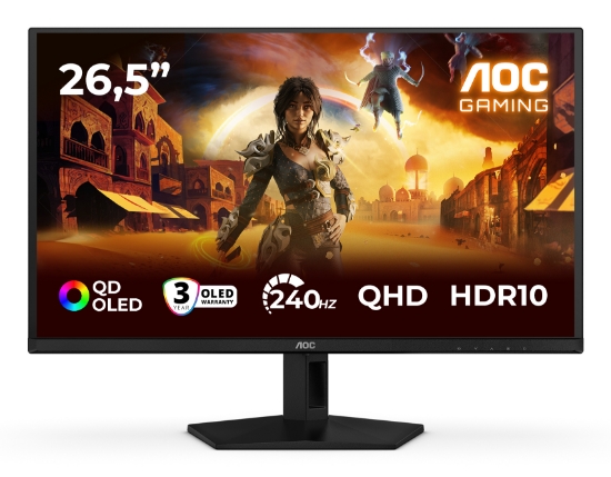 Image de AOC G4 Q27G41ZDF écran plat de PC 67,3 cm (26.5") 2560 x 1440 pixels Quad HD QD-OLED Noir, Rouge