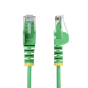 Picture of StarTech.com 25cm Green Slim CAT6 Ethernet Cable, Snagless, 100W PoE, UTP, LSZH, 28AWG Pure Bare Copper Wire, Slim RJ45 Network Patch Cord w/Strain Reliefs, Fluke Tested